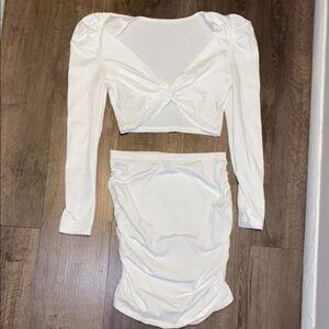 Elegant White Women's Skirt Set